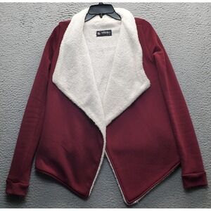 Supernova Cardigan Womens Small Burgundy Sherpa Lined Shawl‎ Collar Open Front